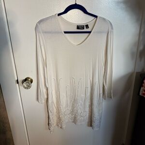 Onque Casuals Cream Embroidered Tunic